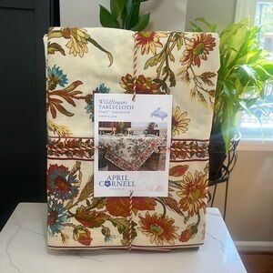 April Cornell Tablecloth Wildflowers Fall Floral Cream Rust Green Blue NWT